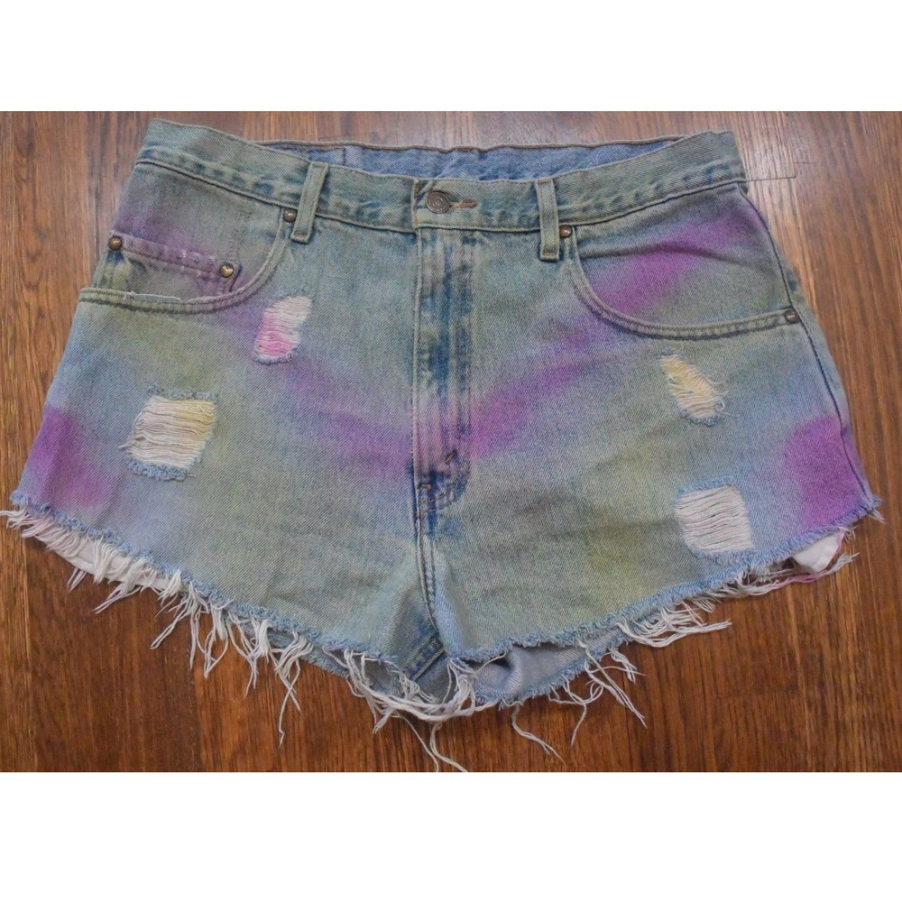 Levi's URBAN OUTFITTERS High Waist Festival Shorts Loose Fit W34 Yellow Pink